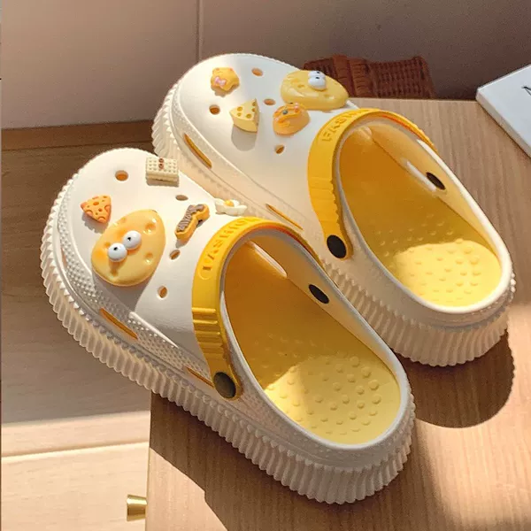 Thick-bottomed cheese yellow-biscuit DIY shoes flower