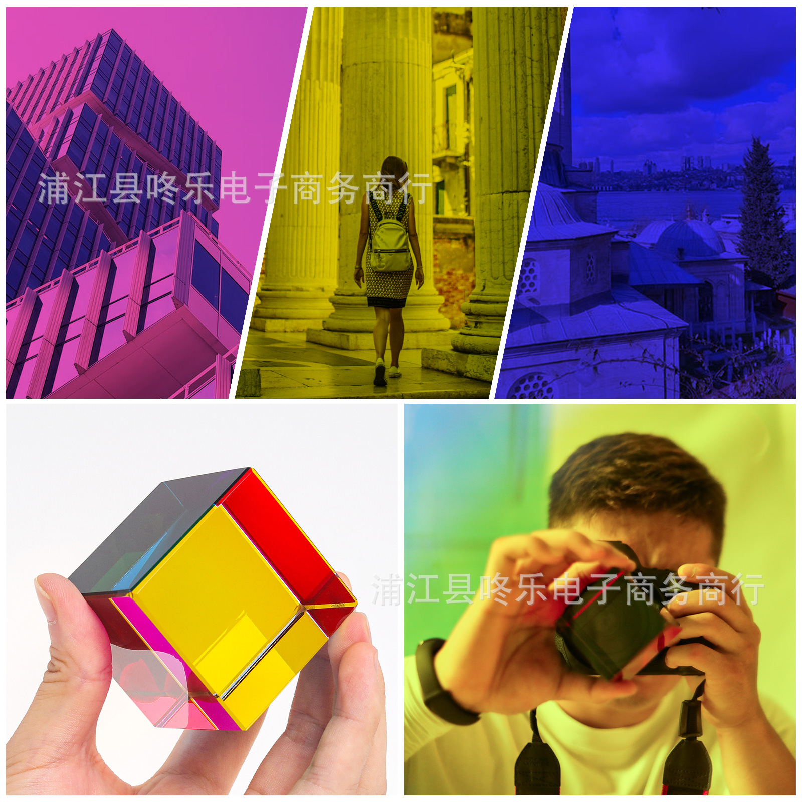 Cristal transfronterizo decoración cuadrada de color decoración de la casa modelo de artefactos de cubo de color lente de cámara foto de cambio de color