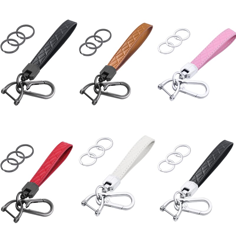 Cross-border first layer cowhide keychain pendant wholesale simple car metal keychain buckle Amazon key ring Cross-border first layer cowhide keychain pendant wholesale simple car metal keychain buckle Amazon key ring