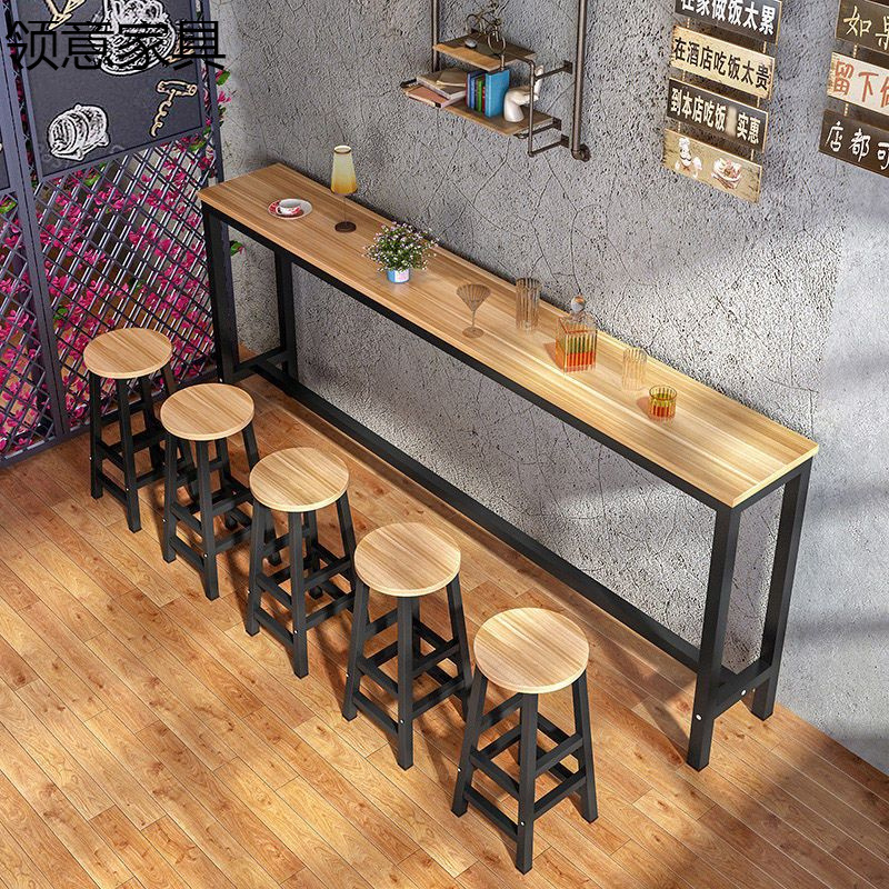 Coffee Table Narrow Balcony Home Long Bar Table High Table Wall Bar Table Living Room Milk Tea Shop Table and Chair Combination