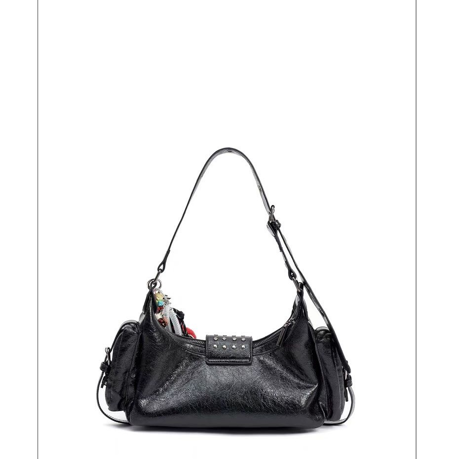 LuoLuoRoom Original "Rebellious Concubine" Black Women's Handbag/Shoulder Bag (Motorcycle Bag Without Pendant) - Thumbnail 4