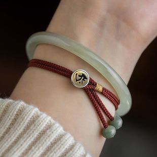 Benmingfo Button Hand-woven Red Rope Bracelet for Men and Women Ethnic Style Opening Gift Jewelry Gift
