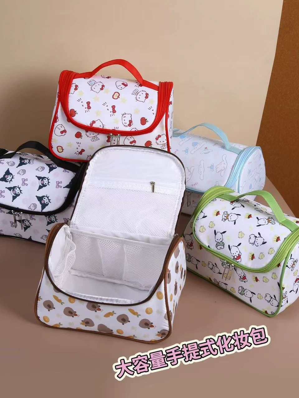 Sanrio, capacious cosmetic bag, high quality handheld storage system