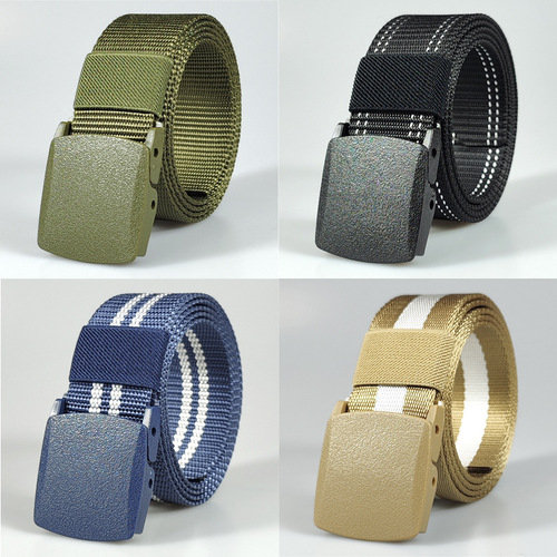 Ready-to-ship metal-free nylon belt for men, smooth buckle tactical belt, student military training outdoor canvas belt