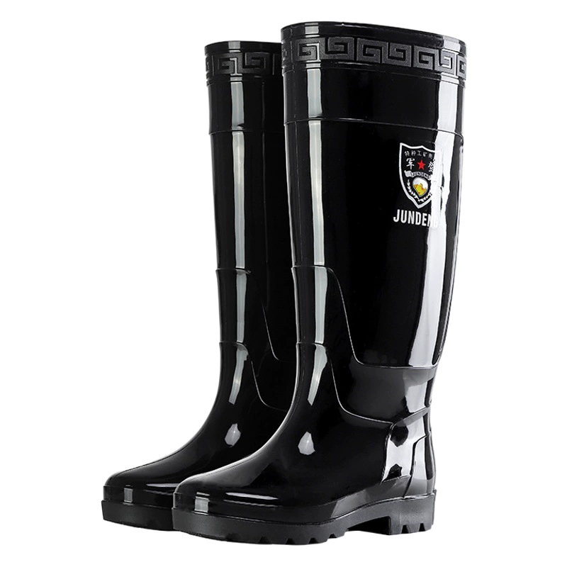 Новые черные резиновые сапоги 3537 высотой 45 см для мужчин, удлиненные, для строительных площадок, защитные, из ПВХ, водонепроницаемые рабочие ботинки.