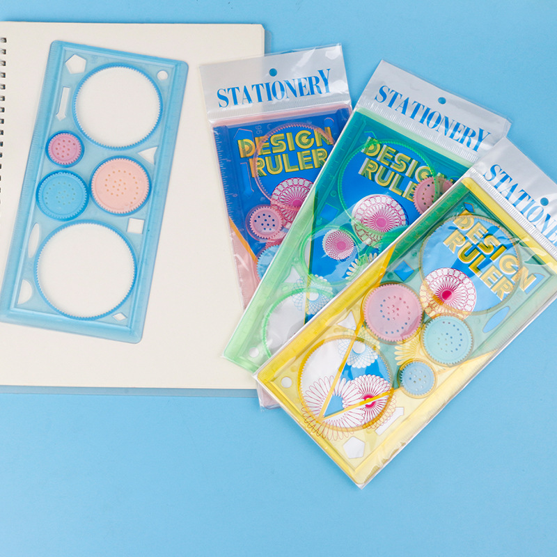 Magic Transforming Geometric Shape Drawing Ruler Set for Kids, Multifunctional Lattice Template Scale with Hollow Patterns