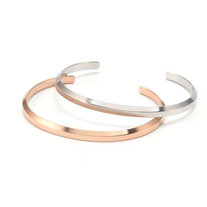 Factory Direct Sales Dw Bracelet Simple Titanium Steel C-Shaped Beveled Open Bracelet Couple Style Bracelet European and American Fashion Accessories Factory Direct Sales Dw Bracelet Simple Titanium Steel C-Shaped Beveled Open Bracelet Couple Style Bracelet European and American Fashion Accessories