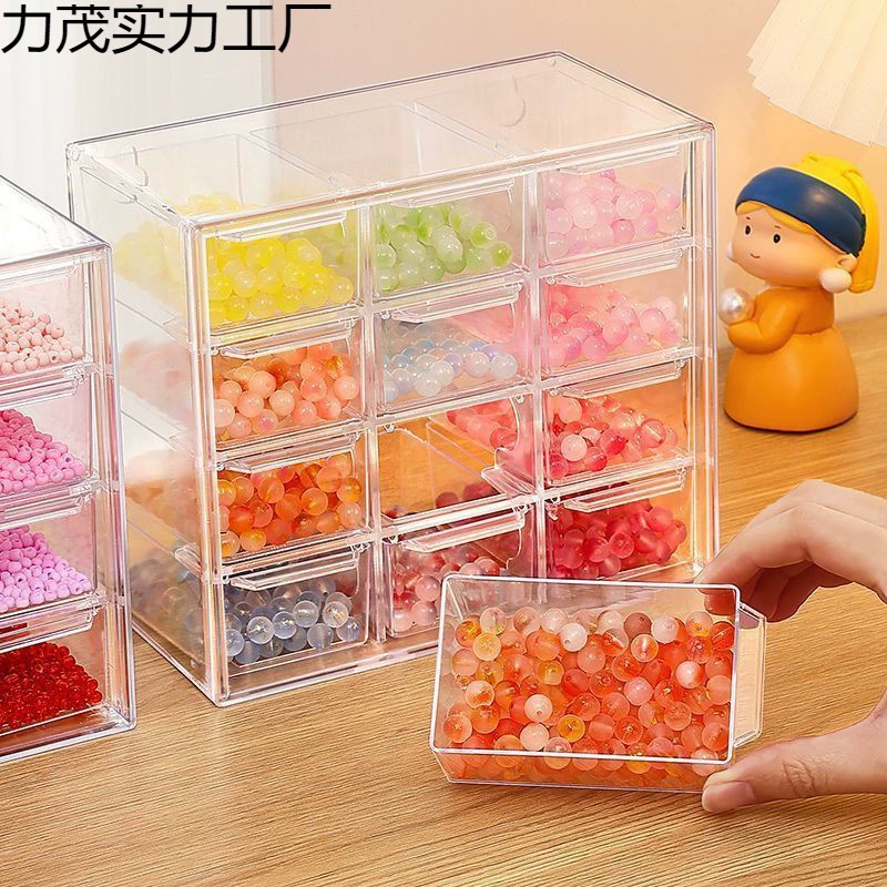 Beaded bracelet handmade, storage box, beads, transparent storage system