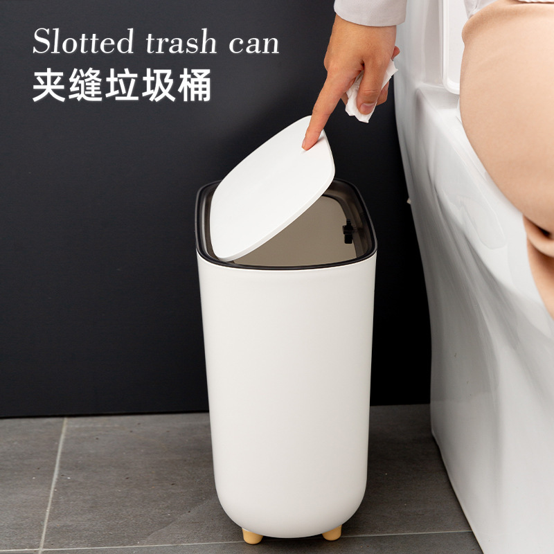 Slit Trash Can for Home Living Room, Pop-Up Narrow Body, Bathroom Kitchen, Large Capacity Drawer with Lid