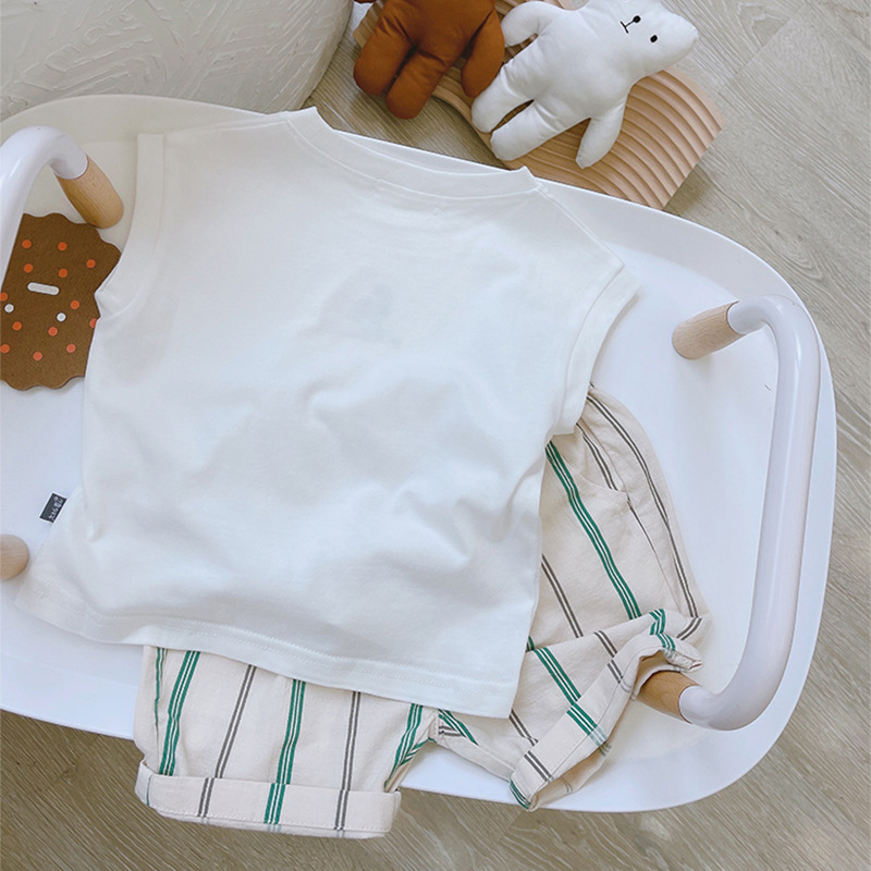 Camiseta sin mangas de algodón puro para niños, nueva moda 2025, informal, versátil, sencilla, linda, top tipo chaleco para verano