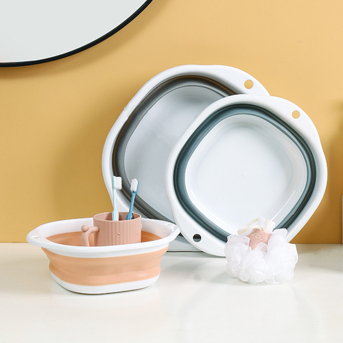 Foldable square washbasin outdoor travel portable large silicone folding washbasin laundry basin vegetable basin
