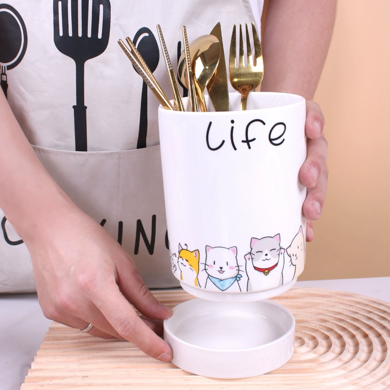  Ceramic storage system, cartoon chopsticks, cute tableware, spoon for home use