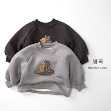 儿童加绒卫衣2025冬季新款男童女童加厚保暖上衣韩版外套宝宝童装