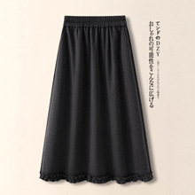 灰色毛呢伞裙半身裙女秋冬2025新款高腰显瘦木耳边百褶裙a字裙子