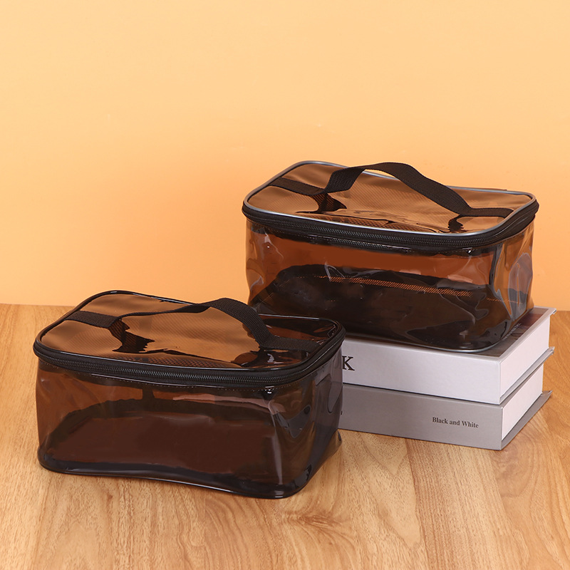 手提PVC化妆包车缝胶骨袋大容量防水洗漱包便携旅行物品收纳袋子