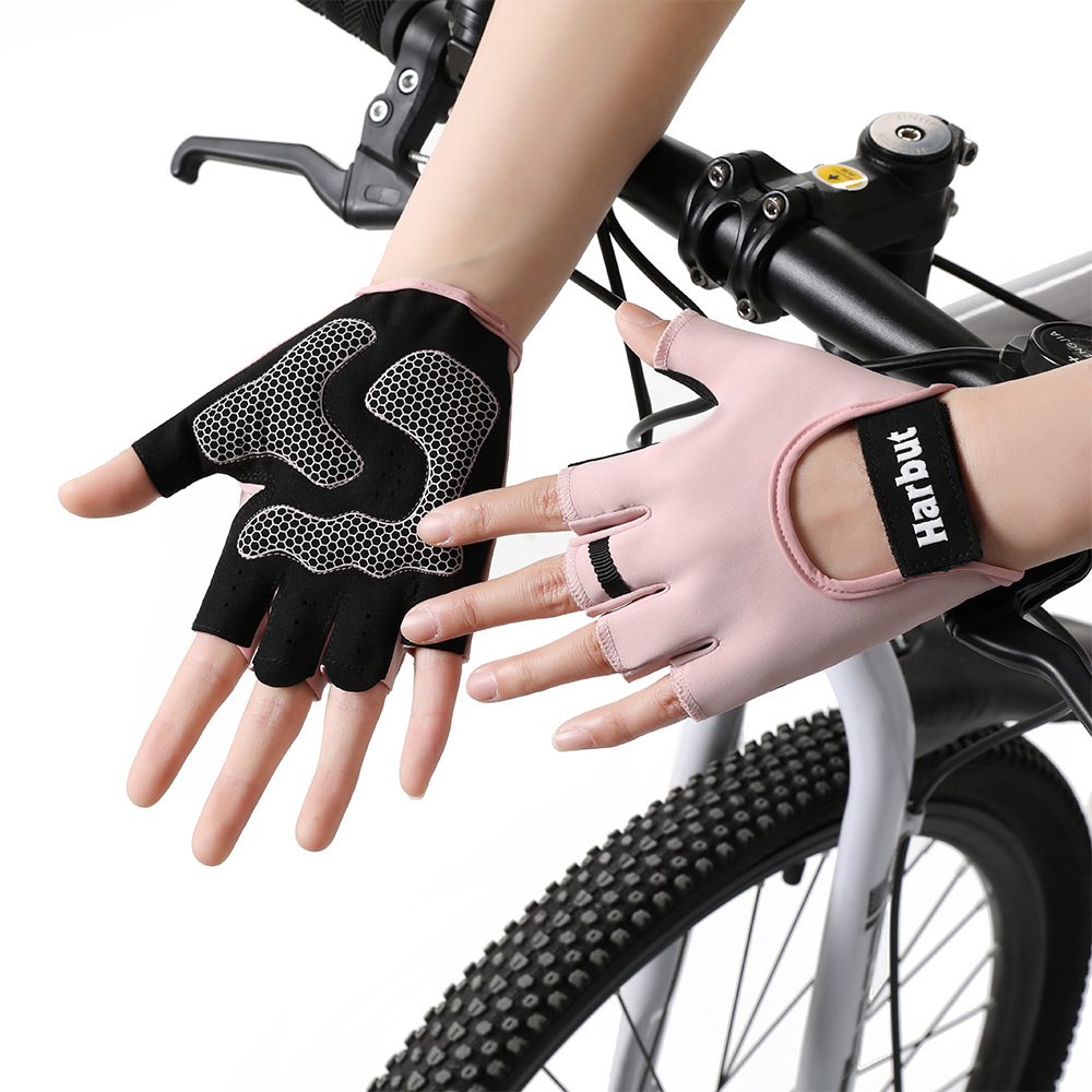 Guantes de fitness para hombres y mujeres deportes al aire libre almohadillas antideslizantes para la palma engrosadas, transpirables y resistentes al desgaste, guantes de medio dedo para montar a prueba de capullos
