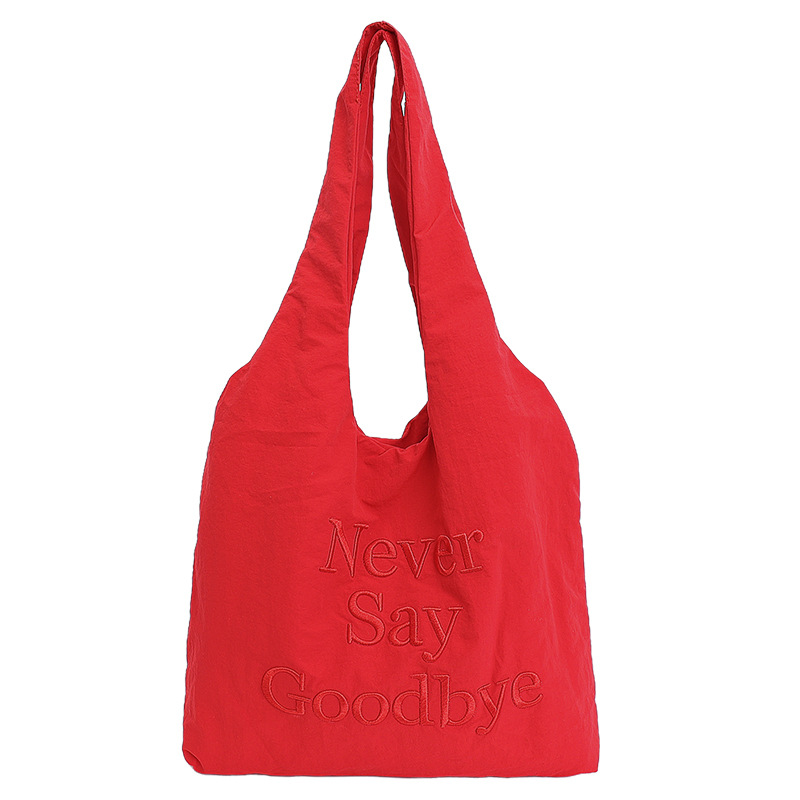 Minimalist Letter Embroidered Tote Bag For Women - New Large Capacity Lightweight Nylon Handbag Shoulder Bag For Fashion Commuting - Thumbnail 5
