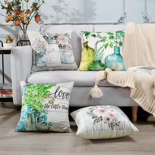 90g Weight Pillow Cases Home Textiles & Decor Type Pastoral Sunflower Linen Pillow Cases