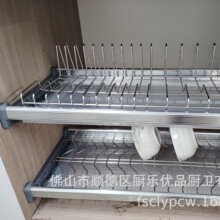 厨房双层内置固定碗碟架铝合金不锈钢304碗碟篮橱柜固定碗碟收纳