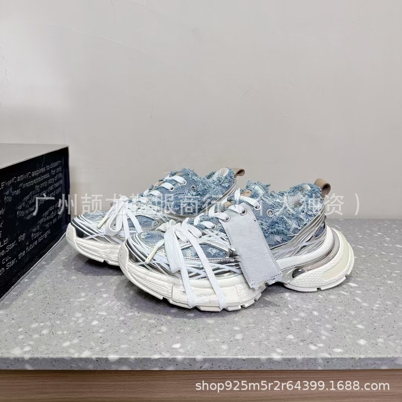 高端2025新款圆头复古低帮网布做旧增高厚底老爹鞋情侣休闲运动鞋|undefined