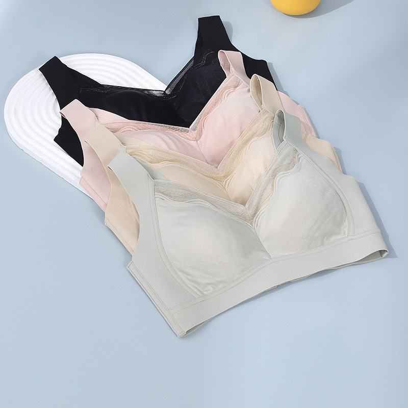 High-Quality Mulberry Silk Maintenance Intimates, Smooth, Traceless, Wire-Free, Comfortable, Thin Breast-Retracting Bra 39162