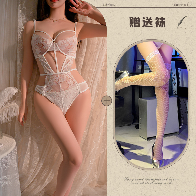 흰색 + 흰색 망사 스타킹