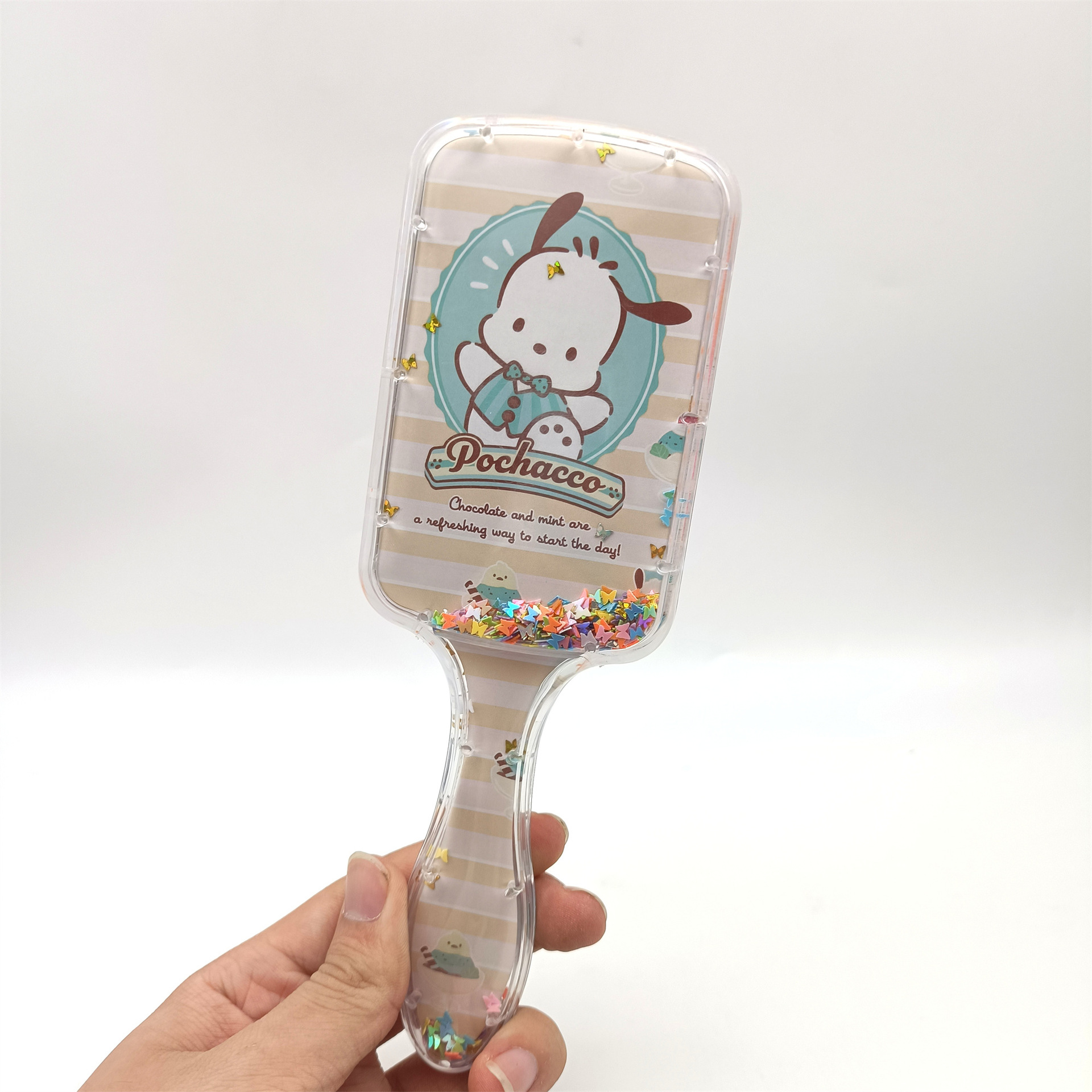 KT gato rocker pein cuadrado pein de pelo rizado caricatura encantador corazón de una niña Sanrio Kitty Gato masaje de aire acústico