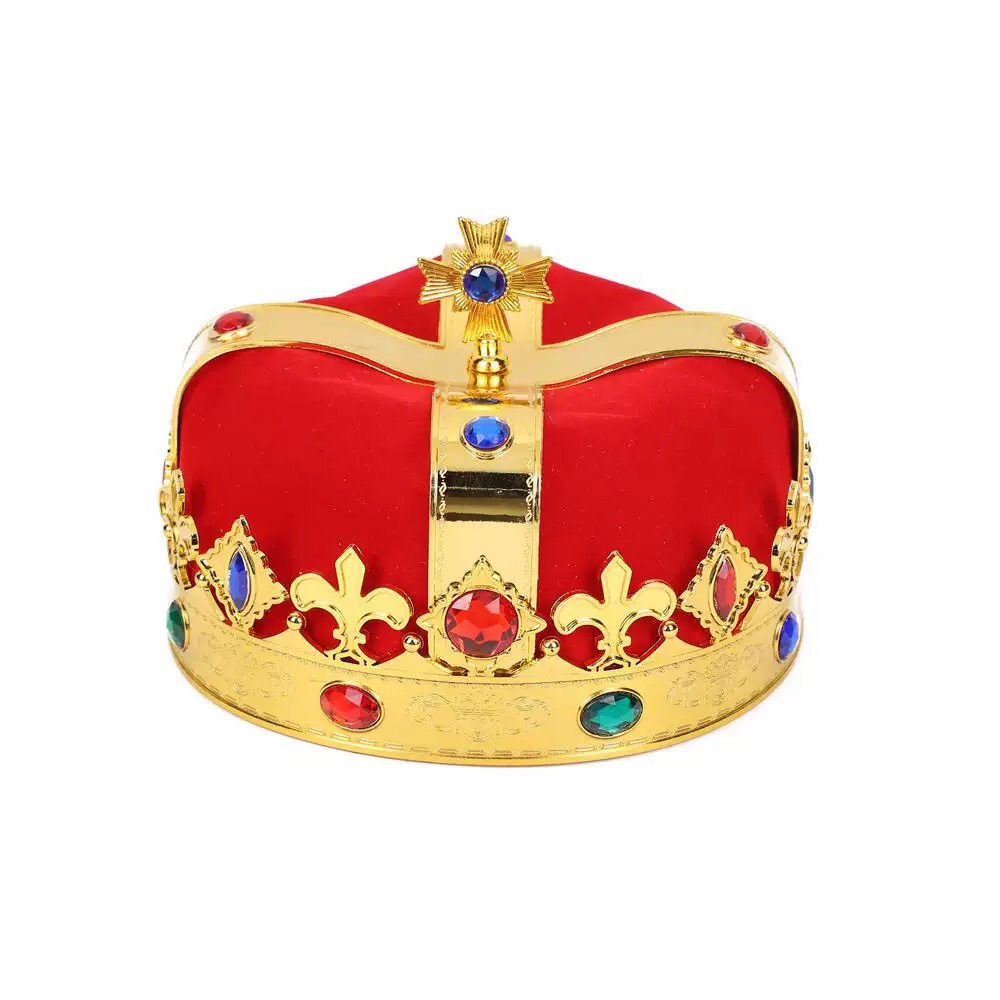 King Red Blue Crown Hat Holiday Party Kidsren's Dance Dress up Plastic Emperor Crown Performance Props