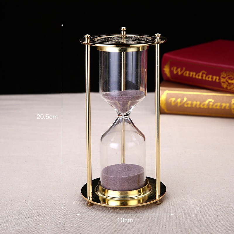Metal 15 Minutes Gold Rotating Timer Hourglass Office Decoration Light Luxury Desktop Ornament_voghion.com