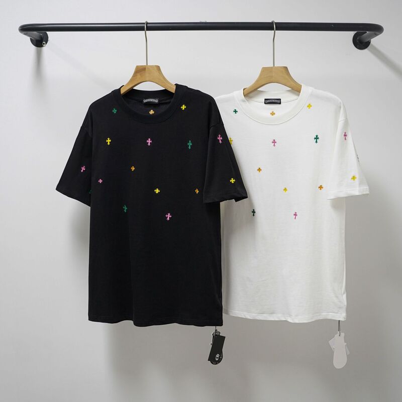 Cross-Border Foreign Trade Wholesale Spring and Summer New Ch Cro High-Quality Printed Trendy High Street Fashion Cross T-Shirt