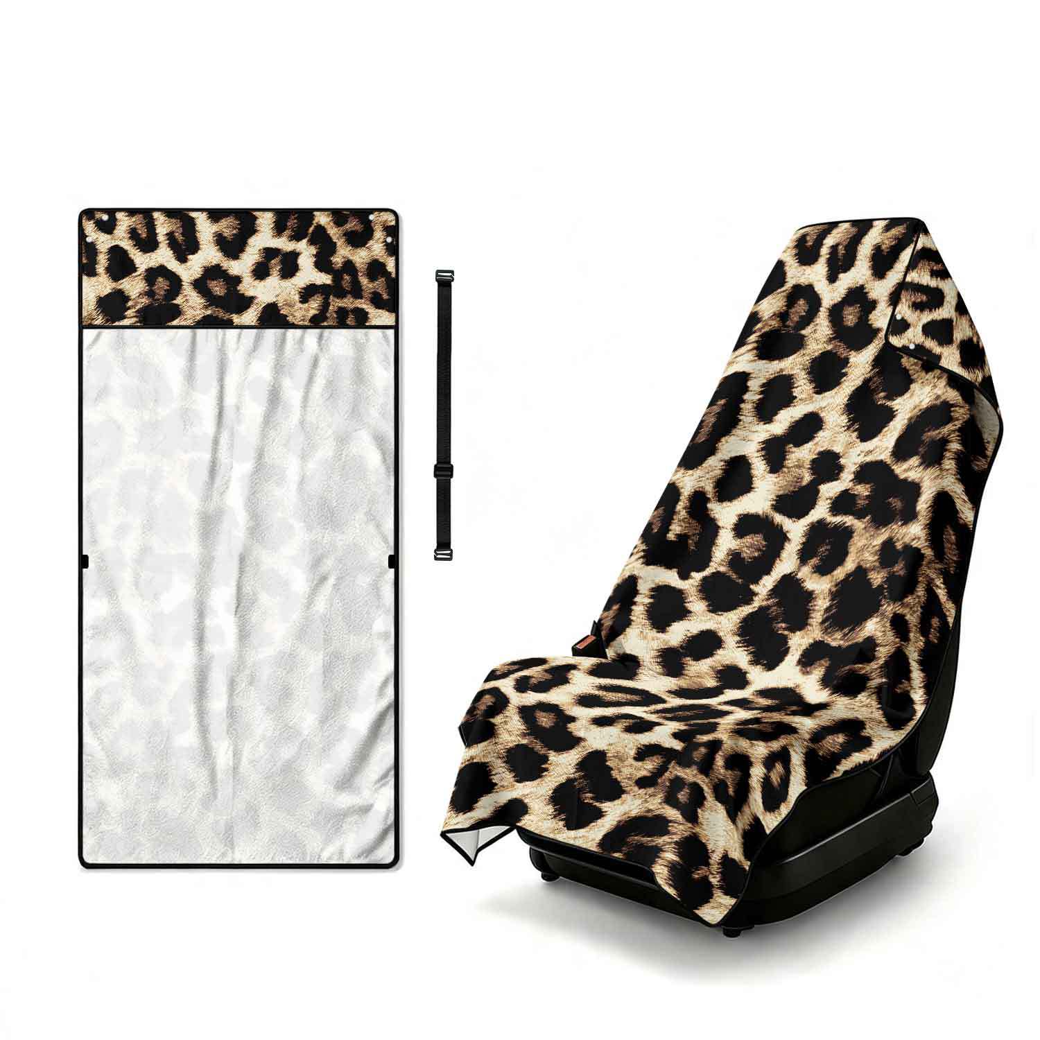 Printed bath towel and car seat cover 2-in-1, ultra-fine fiber outdoor beach and car dual-use universal seat cushion