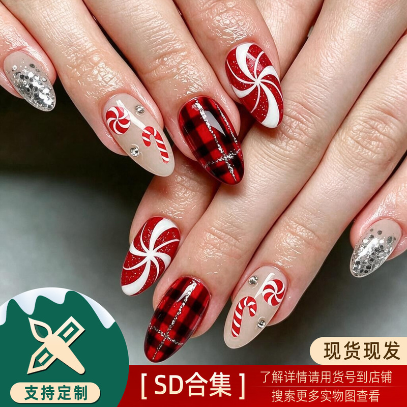 A collection of popular Christmas nail art styles from Europe and the US: almond-shaped, Instagram-worthy, and dazzling nail tips, available in stock and sold directly from the factory A collection of popular Christmas nail art styles from Europe and the US: almond-shaped, Instagram-worthy, and dazzling nail tips, available in stock and sold directly from the factory
