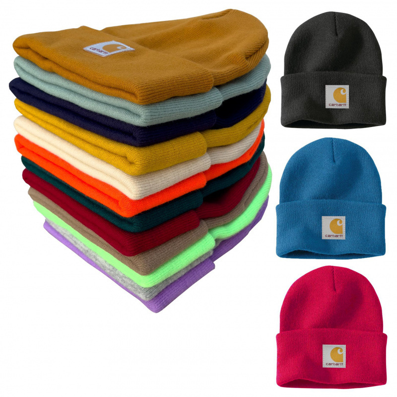 High-Quality Solid Color Knitted Hat, European and American Workwear Style, Unisex Cuffed Beanie, Cold Weather Hat, Sun Protection Hat for Women