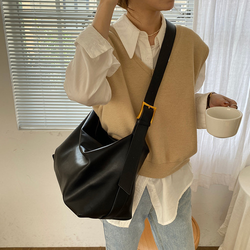 Korean daily bag soft collapsed minimalist style shoulder bag large bag  new style bag women's large capacity crossbody bag
