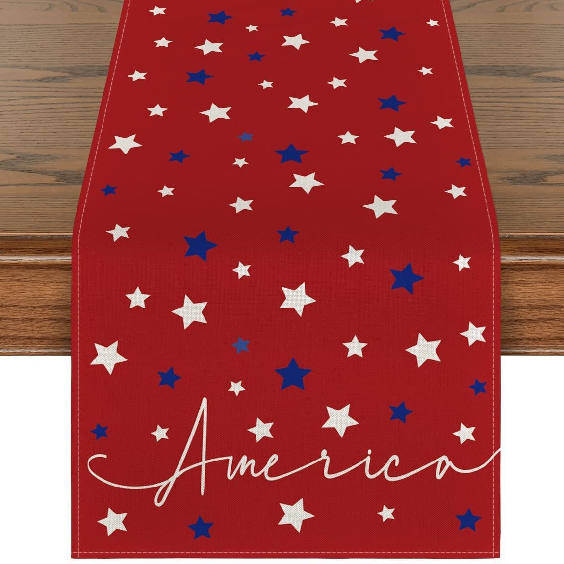 Transfronterizo 2024 nuevo día de la independencia de los Estados Unidos lino bandera de mesa bandera estrella y rayas tela de mesa de comedor cama de té tela de mesa image 23