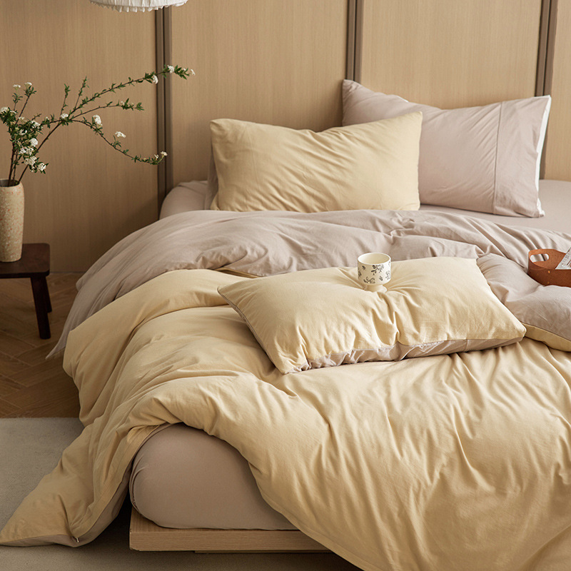 A-class baby-level knitting cotton four-piece set, bare sleep pure cotton Tuscany cotton 100% all-cotton duvet cover, bed sheet, bed skirt bedding