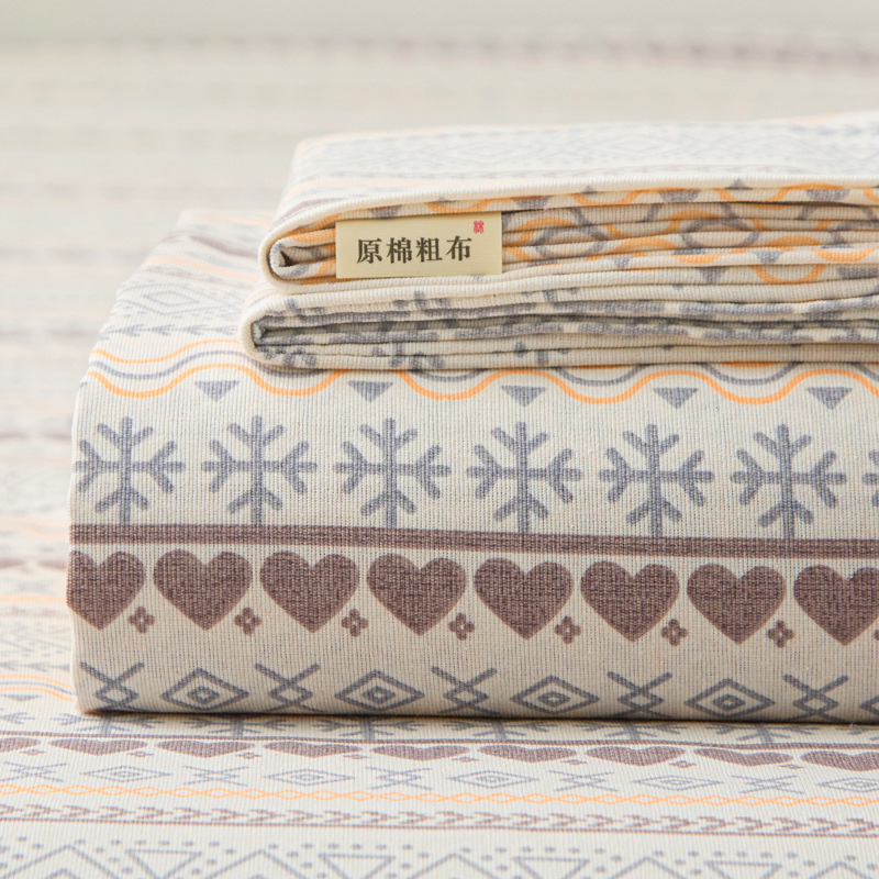 加厚纯棉粗布床单单件全棉亚麻单人凉席学生宿舍被单双人三件套