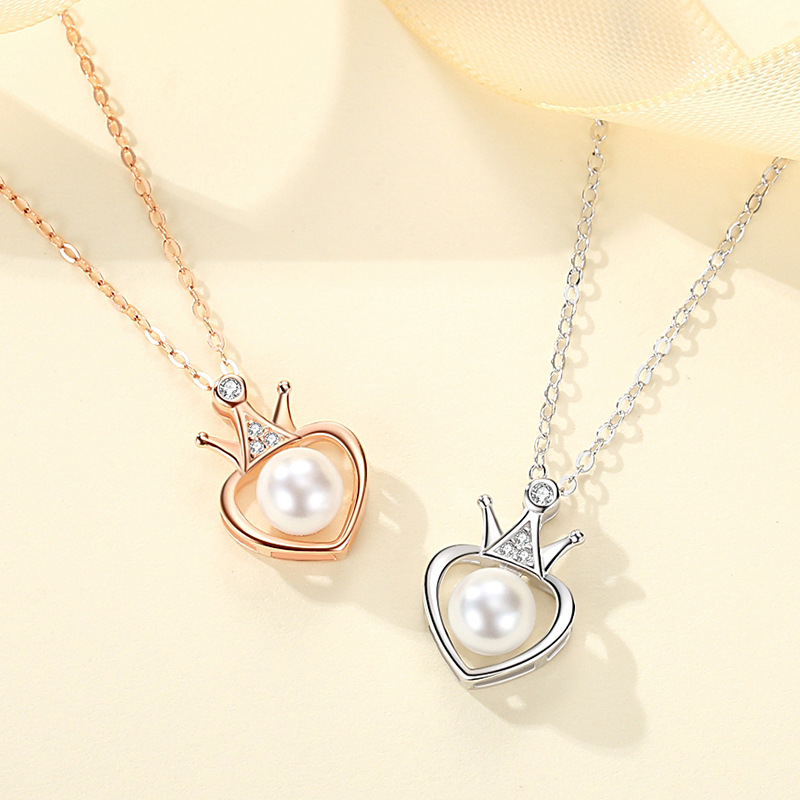 Shengli s925 plata esterlina corona colgante perla artificial de las mujeres verano joyería nicho diseño sentido japonés y coreano collar las mujeres