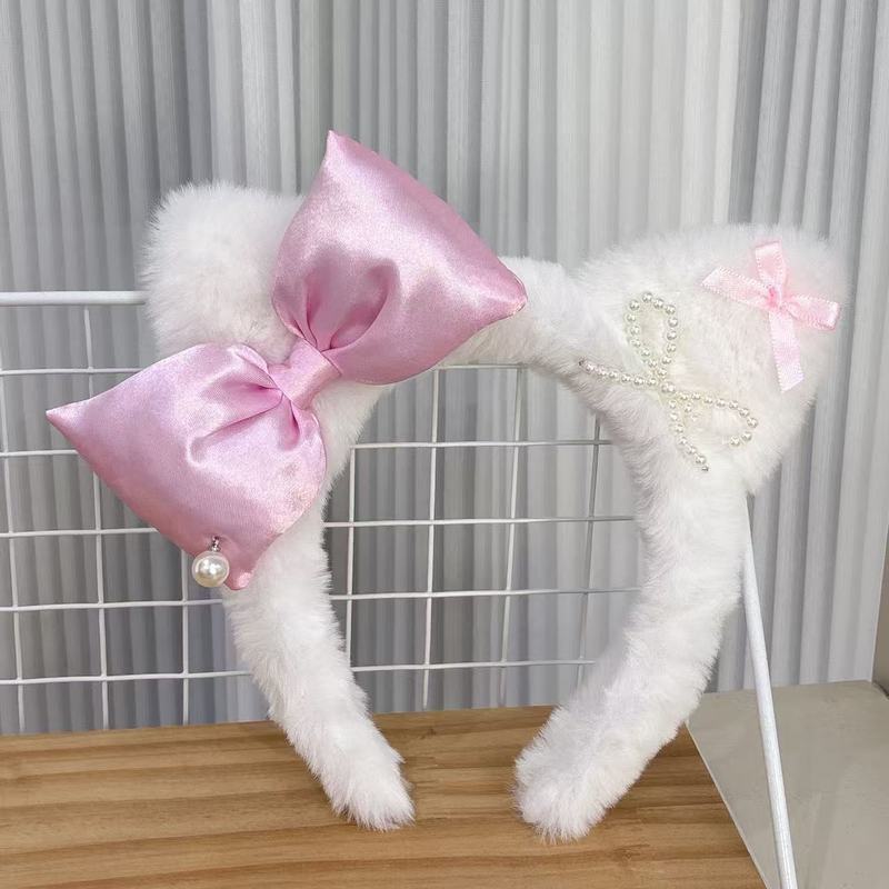 甜酷豹纹结kitty猫耳朵毛绒发箍女可爱卡通发卡洗脸头箍秋冬|undefined