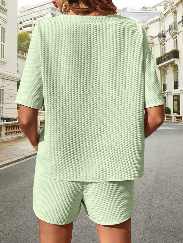 Women's Stylish Batwing Top And Fashionable Shorts Two Piece Set Short Sleeved Set_ecoleips.com