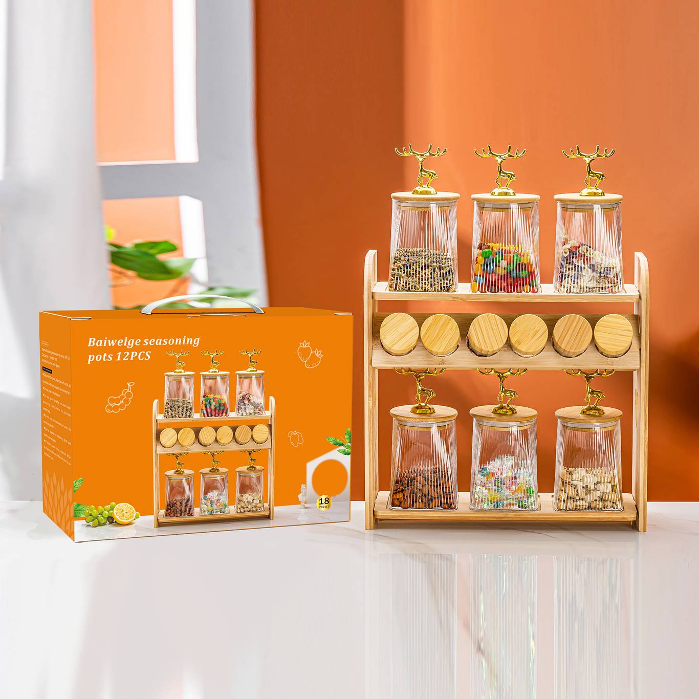 alto valor facial de vidrio rotativo condimento set botella de condimento set con base set regalos de actividad regalos de mano