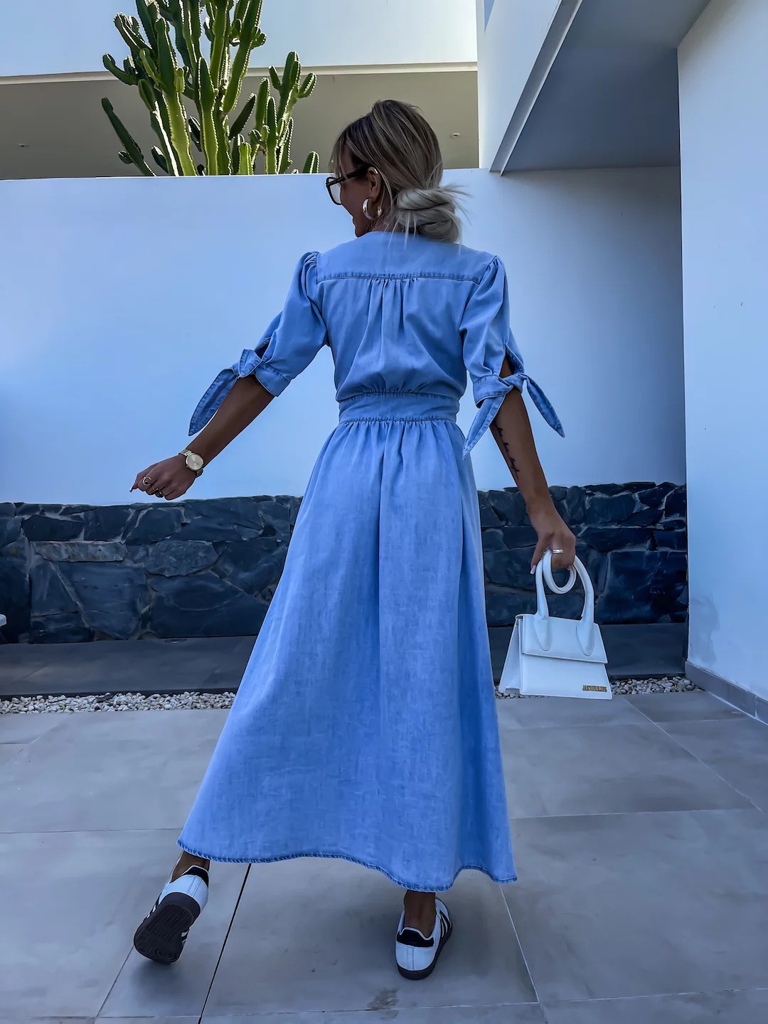Women's Regular Dress Streetwear V Neck Short Sleeve Solid Color Midi Dress Daily display picture 6