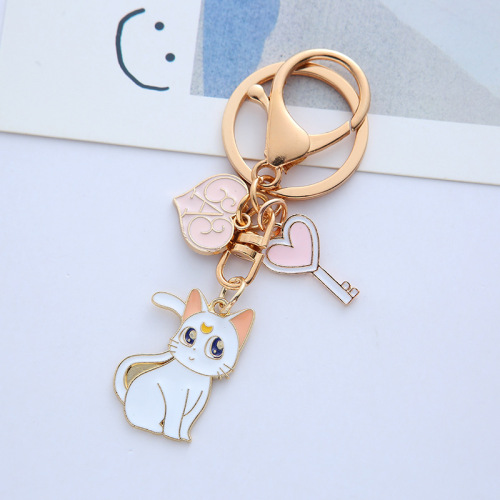 Creative Sailor Moon Keychain Luna Cat Car Keychain Cartoon Cute Couple Backpack Bag Pendant