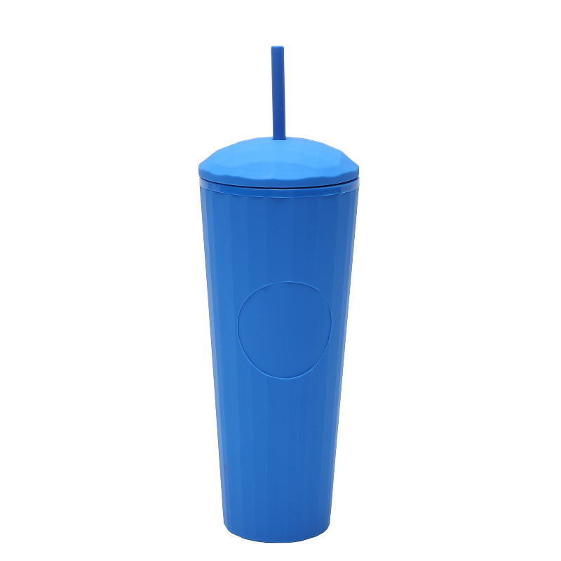 Suministro directo de fábrica nueva taza de bebida directa taza de agua spot taza de paja taza de plástico creativo femenino de verano taza de bebida fría portátil