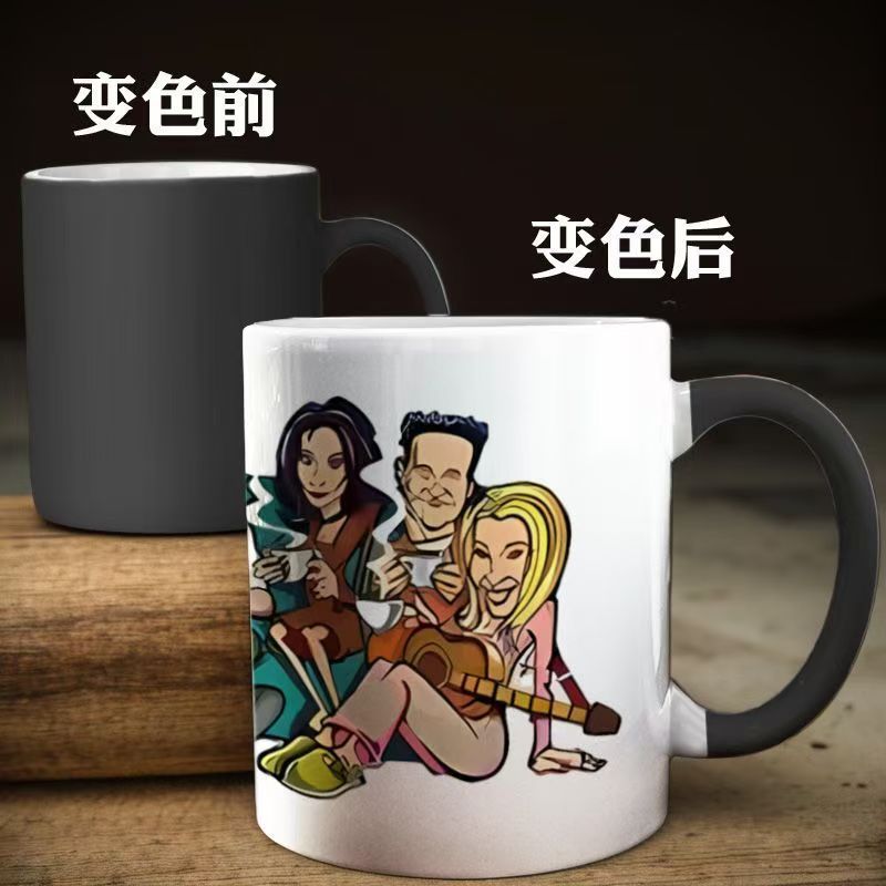 Fábrica directa de transferencia térmica de tazas de recubrimiento de sublimación térmica de cerámica al por mayor brillante esmerilado caballo mágico de cambio de color