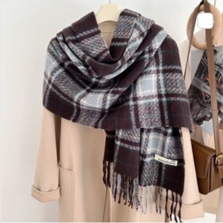 Invierno nuevo bufandas a cuadros de cachemira suave pegajosa flange collar retro grueso calentamiento al por mayor