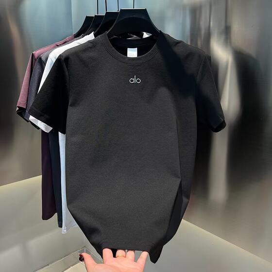 Men's waffle crew neck T-shirt short sleeve waffle texture high elastic sag 2025