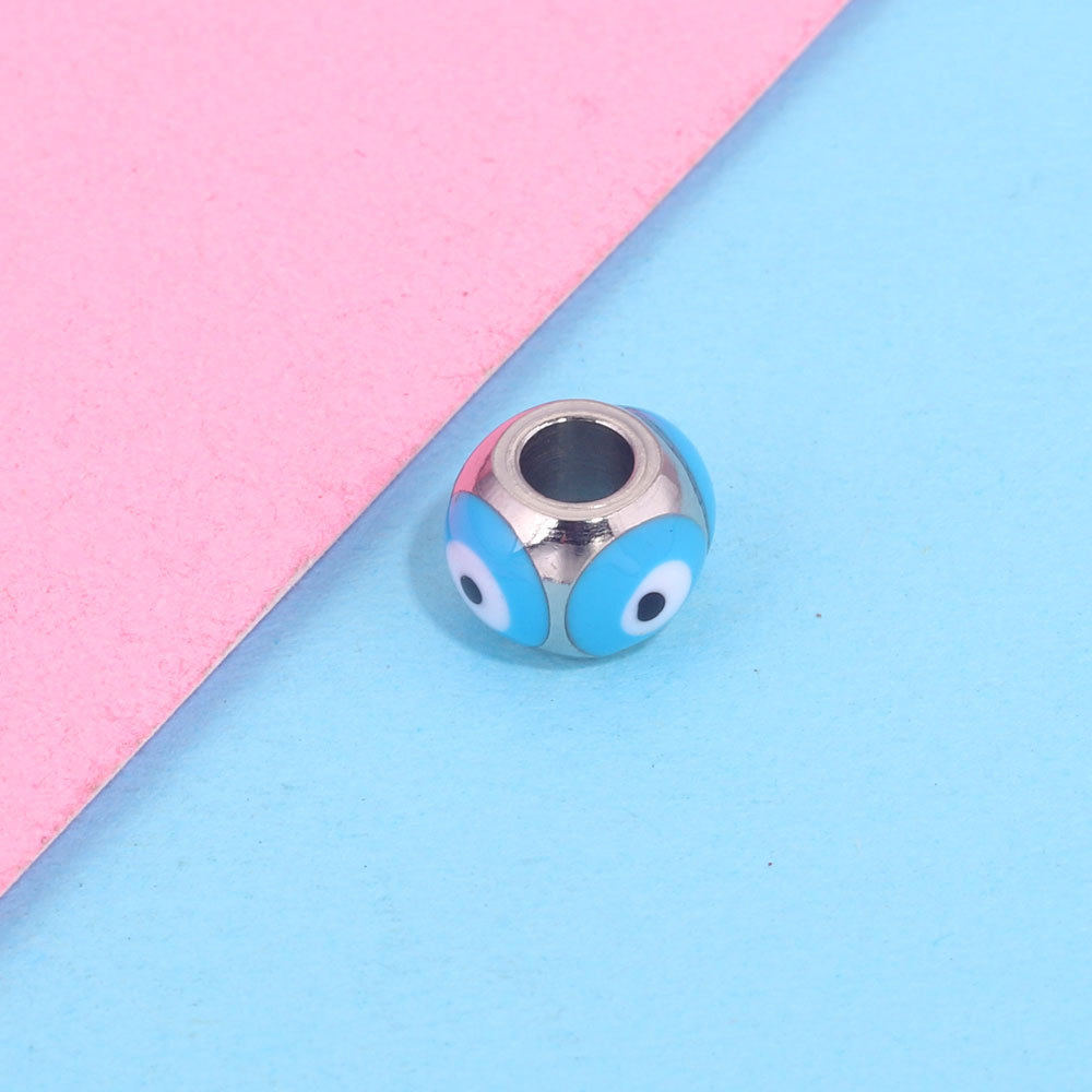Cuentas cuadradas de acero inoxidable de ojo del diablo europeo y americano cuentas de esmalte de doble cara gota de aceite ojo cuentas espaciadoras cuentas sueltas joyas de bricolaje