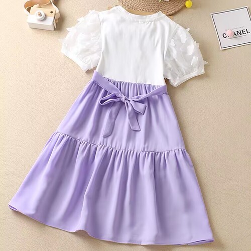 Girls summer new cute cartoon sweet dress Korean version children little girl summer short-sleeved princess dress summer