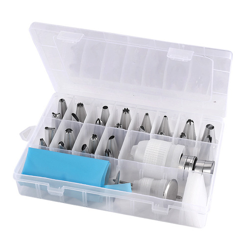 24 small 7 large decorating nozzle set + decorating nails + decorating bag, cream nozzle, cake decorating tools